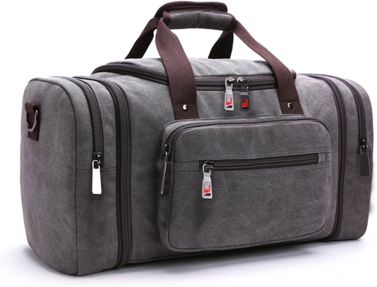 Duffle bag for travel，Big duffel bag，Mens overnight bag weekender，Large bag for women，Canvas tote bag，carry on (grey)