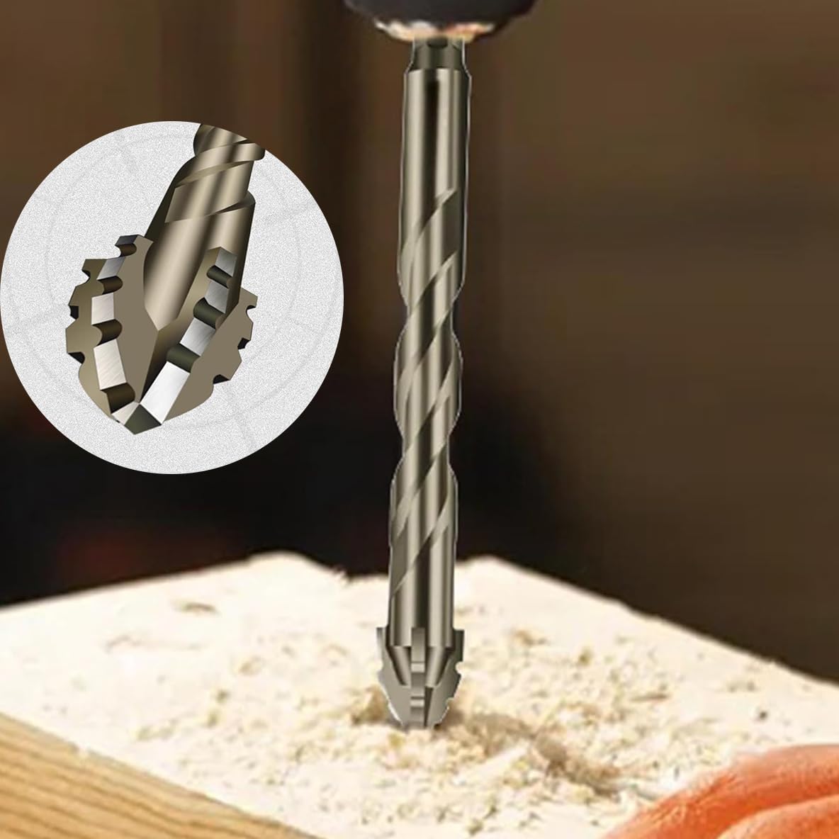 Four Edged Serrated Eccentric Drill Bit Set, Four-Edged Serrated Eccentric Drill Four-Flute Serrated Eccentric Drill Bits,High-Strength 4-Flute Serrated Eccentrics Drill Bit Kit (6 Pcs)