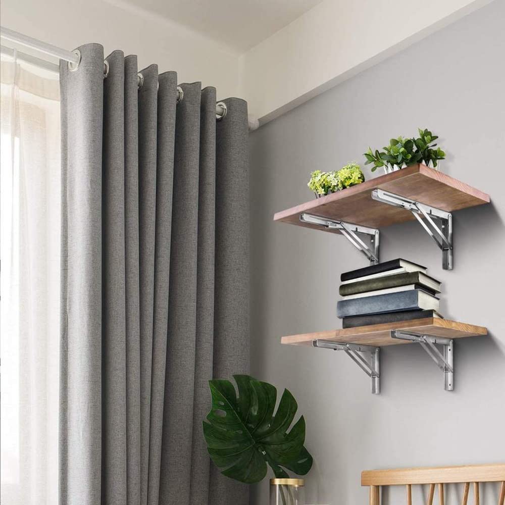 Soporte Estanterias Plegable Pesado Metal 300mm Soporte Estante Escuadras Abatibles Soporte Estantería Plegable para Medianos,2 Unidades (Size : 350mm)