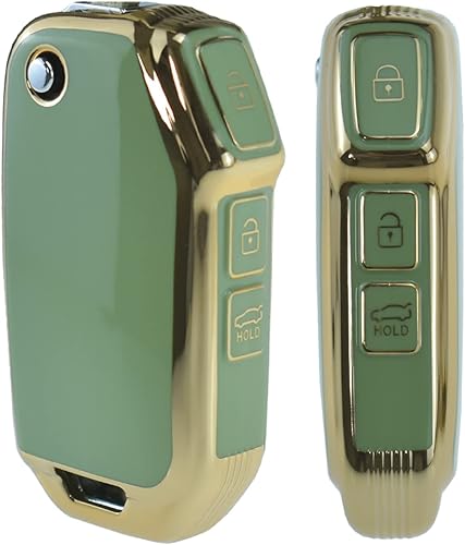 Miniatura 3 de Funda plegable para llave Kia Forte Cerato Soft TPU llavero llavero caja accesorios protector 3 botón, R-Verde