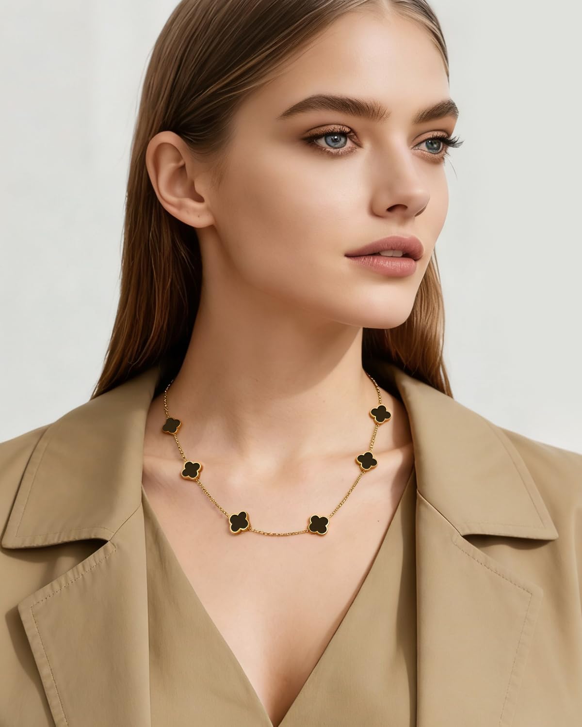 18K Gold/Silver Plated Four Leaf Clover Necklace Dainty Non Tarnish Gold Necklace for Women Trendy Lucky Jewelry Gift Valentines Day Gifts - Image 3