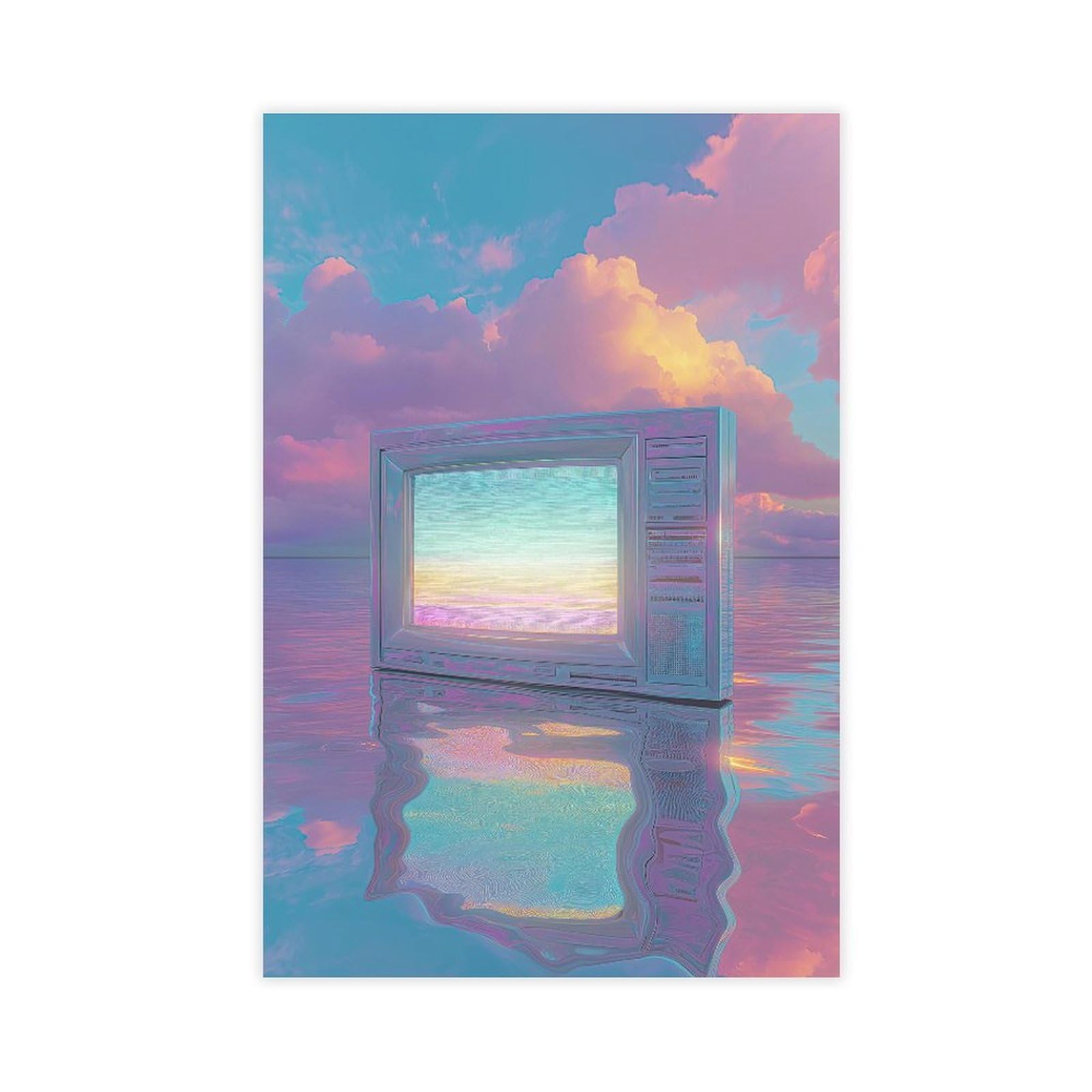 YWTJAX Vaporwave Retro TV Poster Canvas Poster for Office Decor Gift
