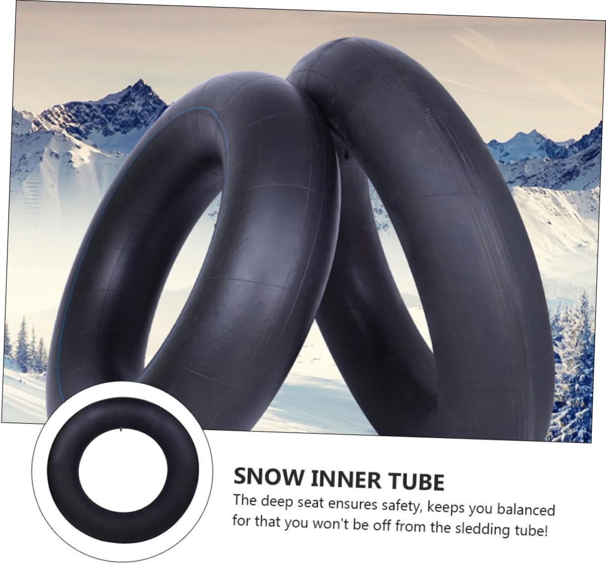 Thickened Inflatable Snow Tube Inner Tube 80cm, Heavy Duty Butyl Rubber Ski Ring for Outdoor Winter Sledding and Snow Sports