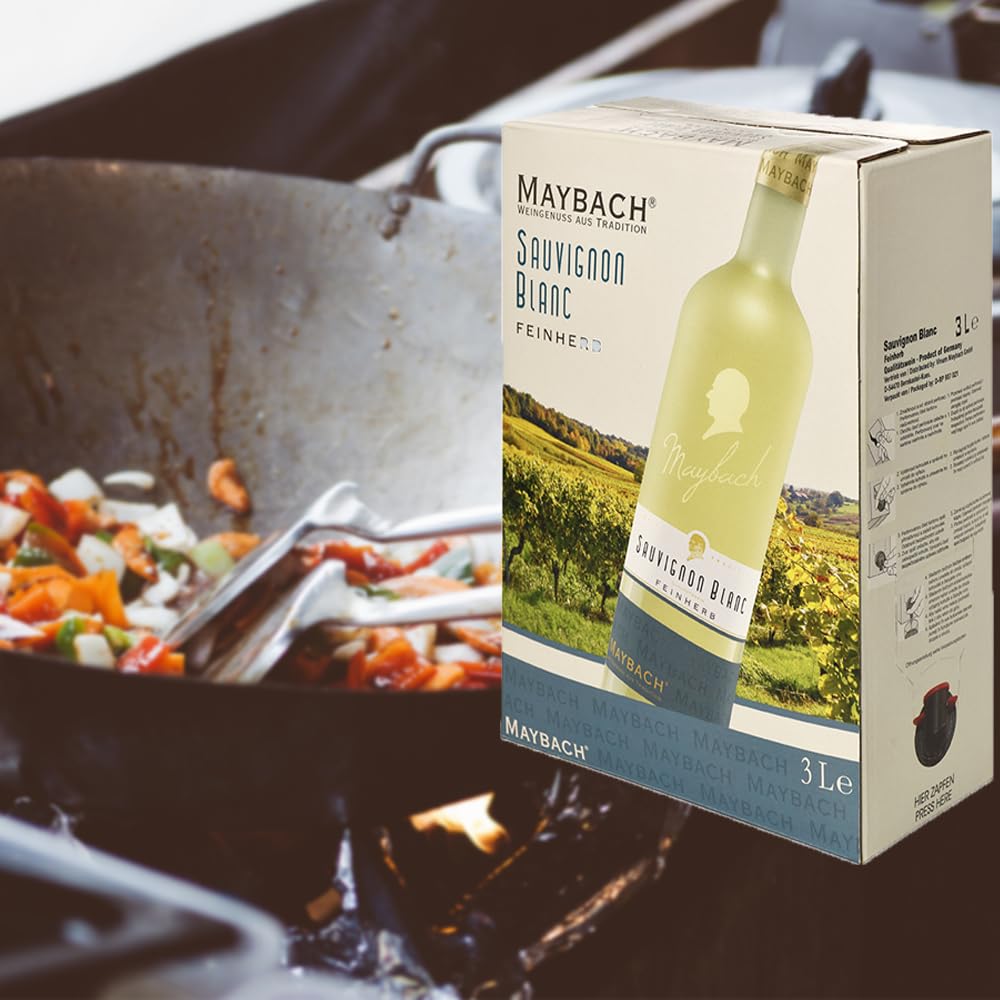 Maybach Sauvignon Blanc, feinherb, 2023, Bag-in-Box, sortenreines Weinpaket (4x3,0L)