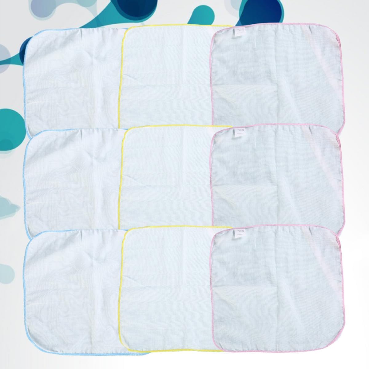 9pcs Cotton Burp Cloths Small Square Towels Water Absorption Saliva Wipers for Newborns and Infants with Pink Blue Yellow 30x30cm