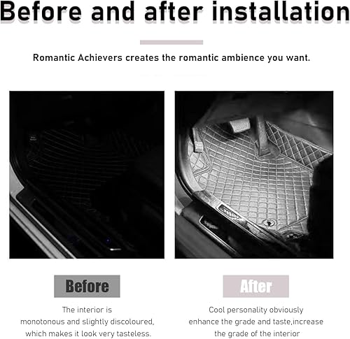 Miniatura 5 de Sylvil Tira de luz LED para automóvil, 24 luces LED RGB de neón para atmósfera interior, luz nocturna ambiental de 12 V, encendedor de cigarrillos,