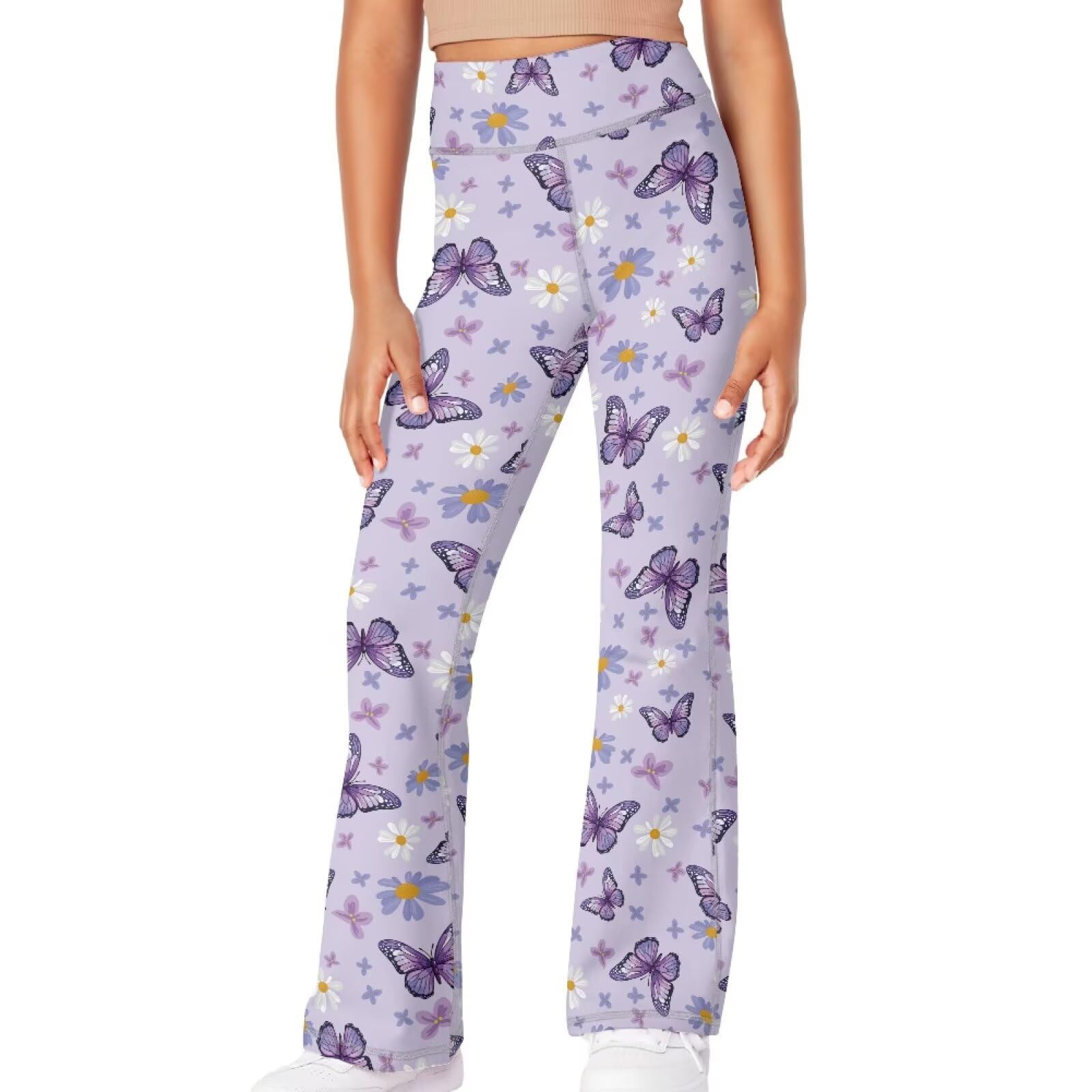 Girls Leggings Floral Print High-Waisted Flared Pants 5-14 Years