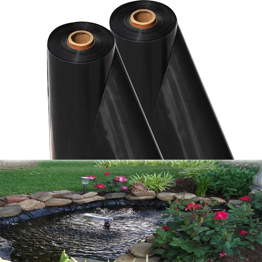 Heavy Duty 0.16MM Thick HDPE Pond Liner - UV Resistant Black Flexible Fish Pond Liner for Landscaping, 9x10m, Durable Preformed Garden Water Feature Cover