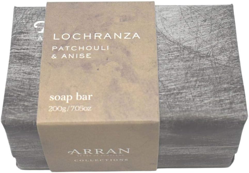Arran Sense of Scotland Lochranza Paper Wrapped, Large Triple Milled, Vegetable Oil Soap Bar for Men (200g/2oz) Woody Patchouli and Vetiver Enhanced with Fresh of Lemon and Grapefruit