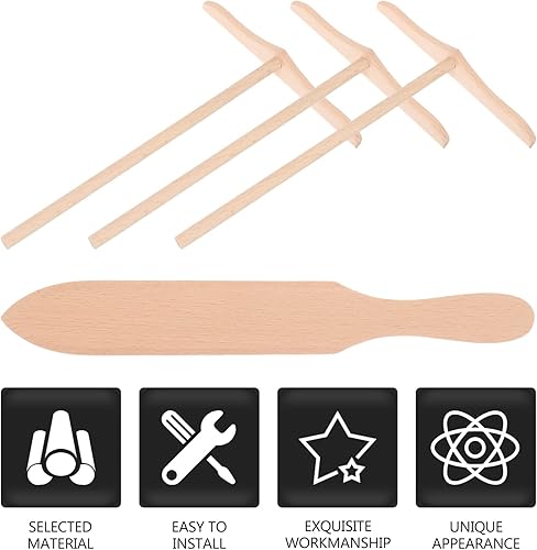 Miniatura 3 de LIFKOME Juego de herramientas para crepé, esparcidor de crepé y espátula, herramienta esparcidora de crepé, espátula de crepes de madera, espátula