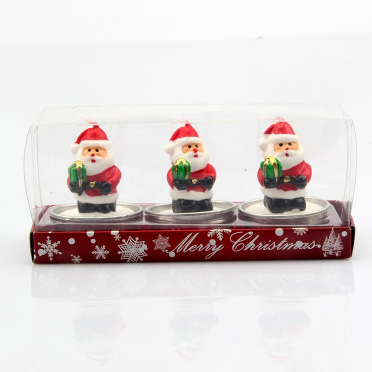 Cabilock Christmas Decorative Candles Set Creative Standing Santa 9pcs with Paraffin Wax Snowman, and Xmas Tree Shapes, Fine Craft Design for Room and Christmas Eve