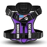 BETTYLAI Personalized Dog Harness,No-Pull, No-Choke with Custom Patches & 3 Leash Clips, Reflective Pet Vest with Easy Control Handle for Small, Medium and Large Dogs (Purple)