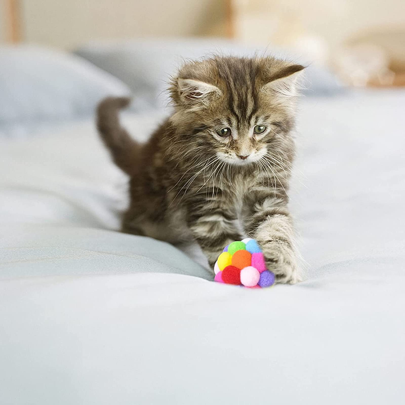 Boule à Clochette Pour Animaux - Jouet Pour Chat, Chien, Lapin, Perroquet - Couleurs Vives - 7,5 Cm