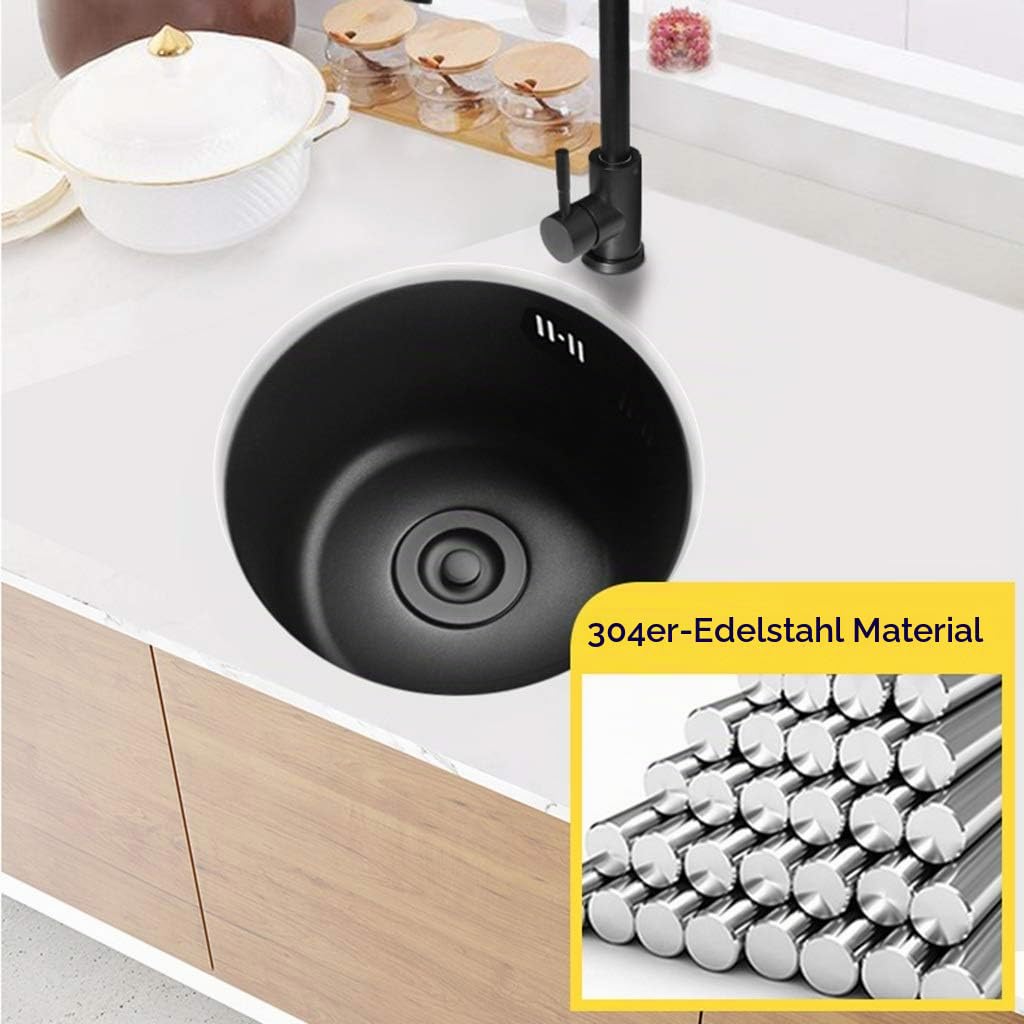 304 Inless Steel Black Undermount Bar Sink - 30/35/42 cm, konstrukcja z pojedynczą miską, nowoczesna oszczędzająca miejsce kuchnia i bar Solut, idealny do eleganckich wnętrz