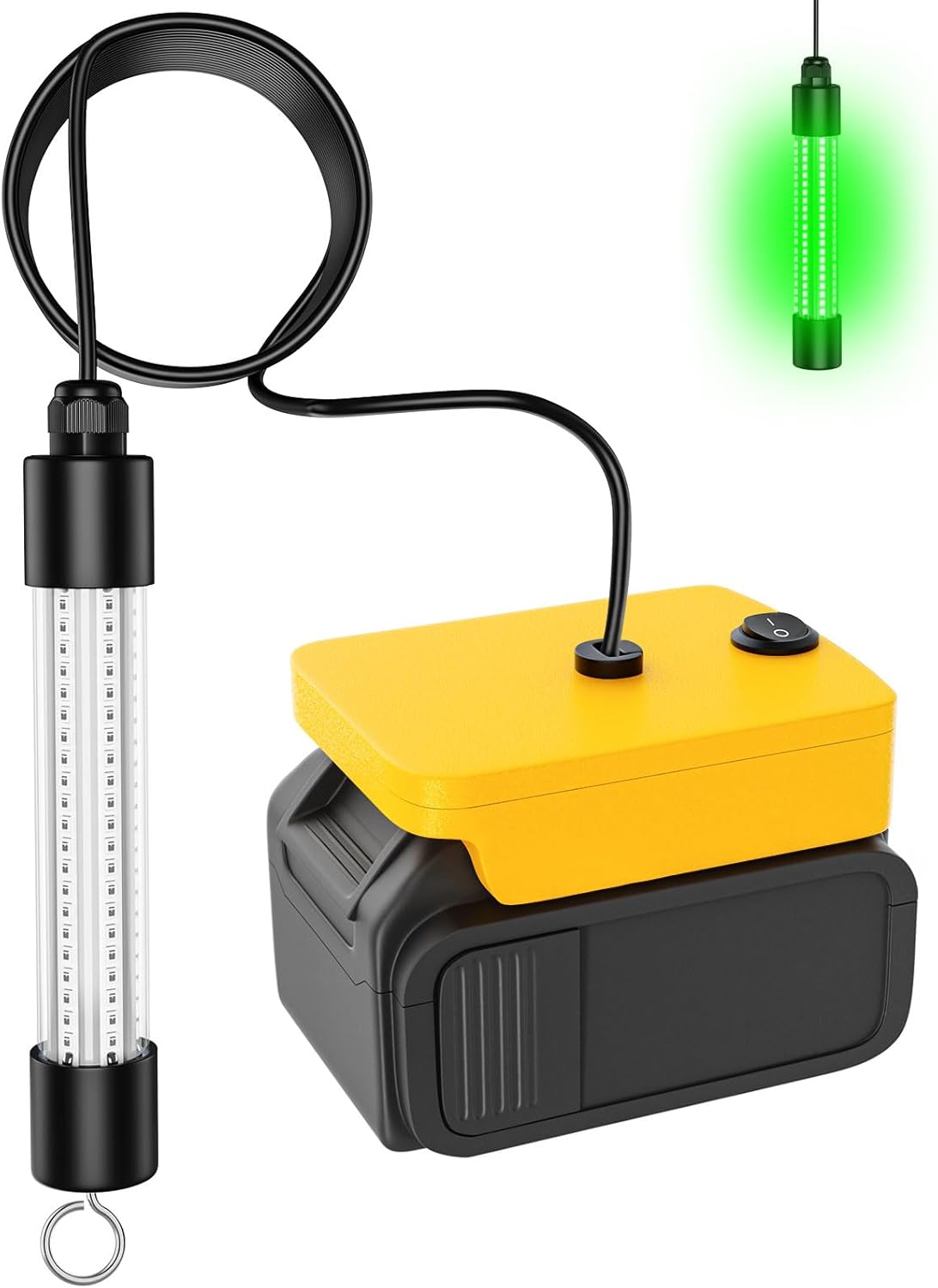 Underwater Fishing Light Compatible for Dewalt 20V Battery，LED Green Light for IP68 1300 Lumens Fish Attracting, Night Fishing for Docks Boats or Kayaks(no Battery)