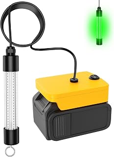 Underwater Fishing Light Compatible for Dewalt 20V Battery，LED Green Light for IP68 1300 Lumens Fish Attracting, Night Fishing for Docks Boats or Kayaks(no Battery)