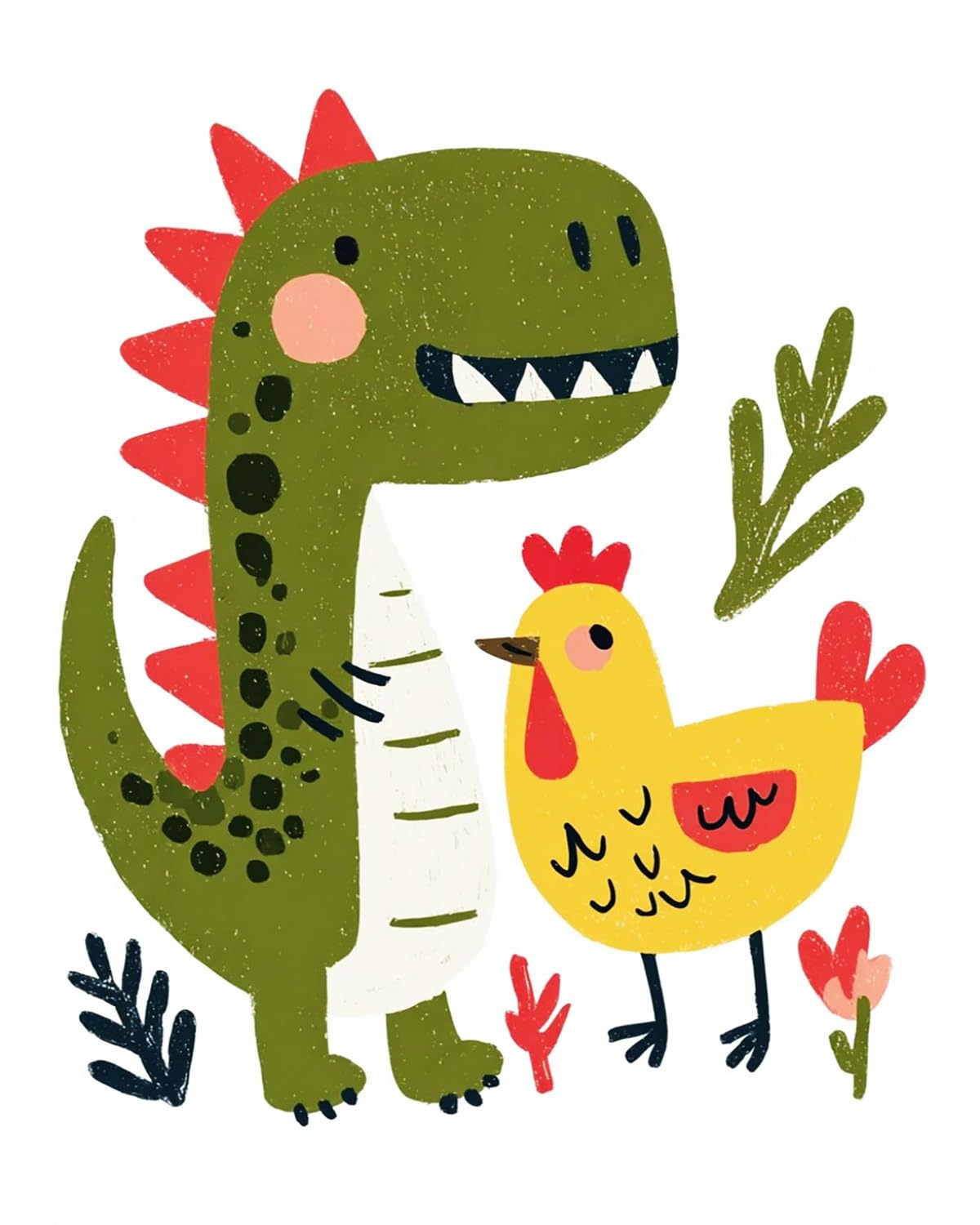 Liubaishi Multicolour Paint By Numbers For Adults, Dinosaur And Chick Theme, 40X50 Cm Acrylic Canvas Kit With 3 Brushes