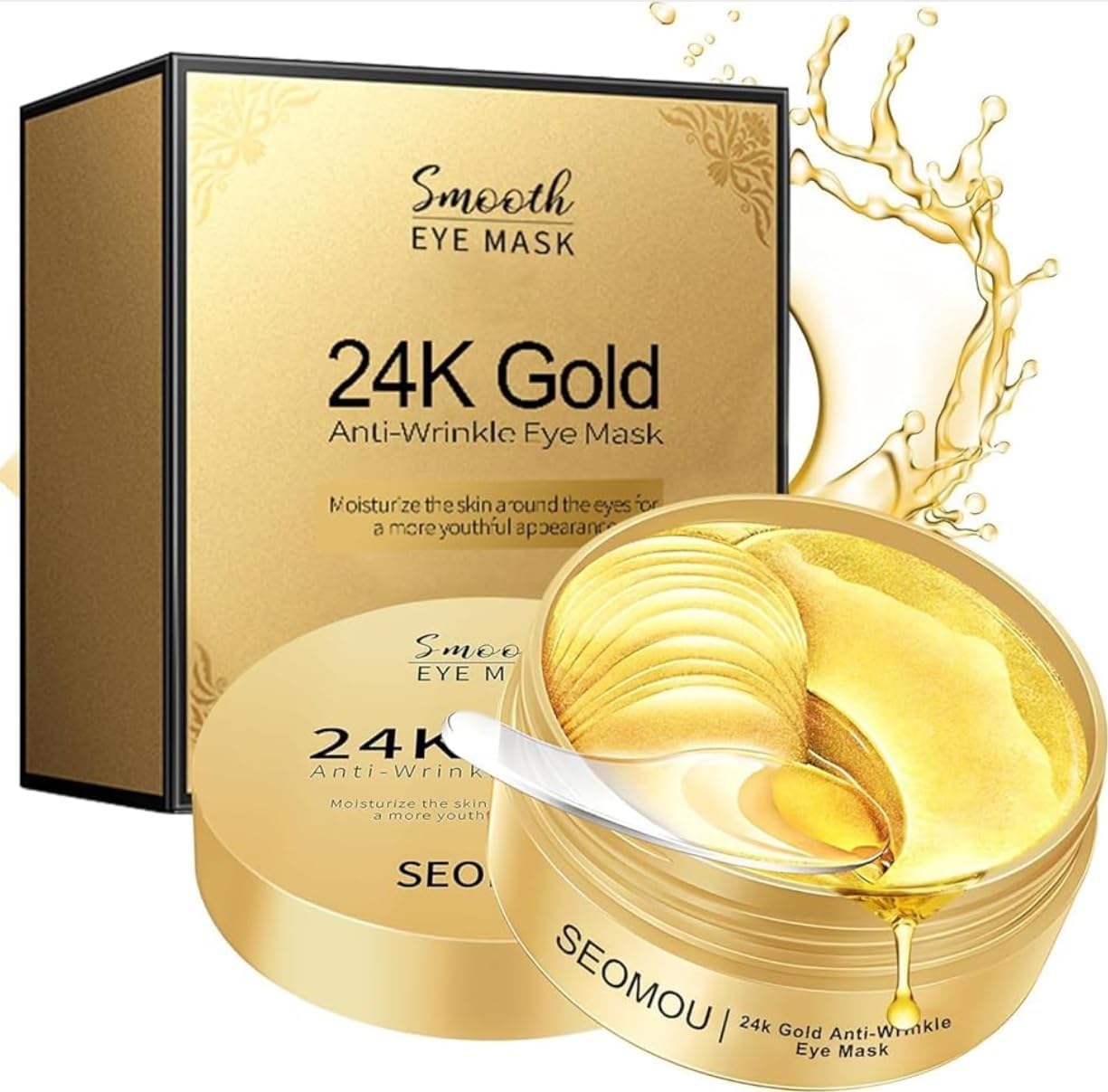 Whimsical 24K Gold Anti-Wrinkle eye Mask For Dark Circles & Puffiness Reduction | Eye Care Routine | Eye Patch with Caffeine & Hyaluronic Acid | Moisture-Lock Technique For Hydration - 30 Pairs for both Women and Men-image-36