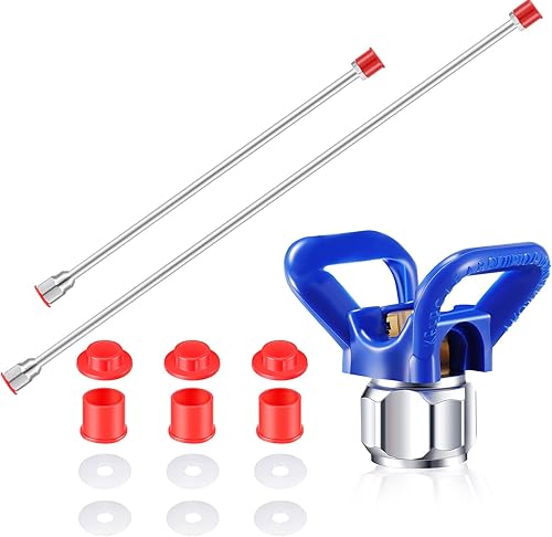 2 extensiones de punta de pistola pulverizadora sin aire y 1 protector de punta para pulverizador de pintura, varilla de extensión de punta de
