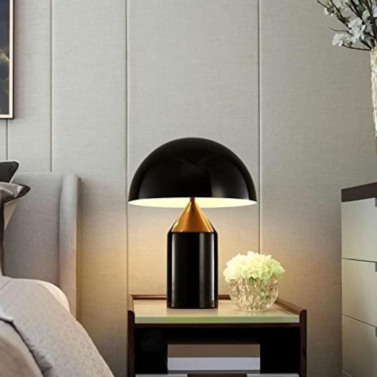 Lampada da tavolo touch, moderna forma a fungo, paralume in metallo di lusso per camera da letto e soggiorno, design creativo, ideale per studio e decorazione della casa