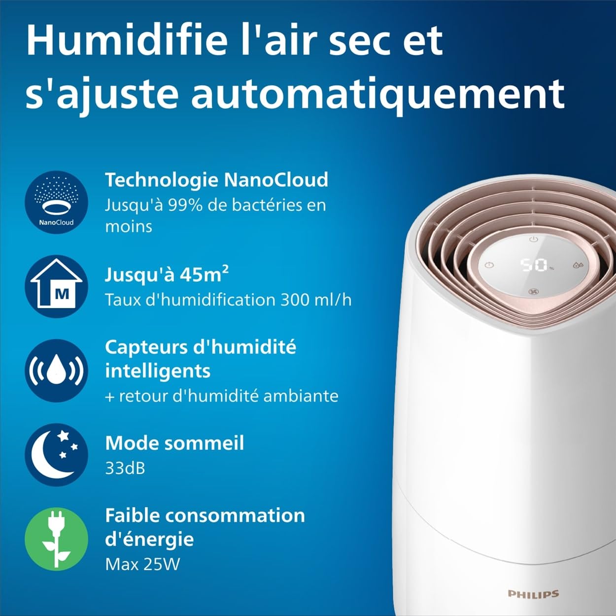 Image secondaire de Humidificateur Philips Série 3000 - Pureté et Confort d'Air