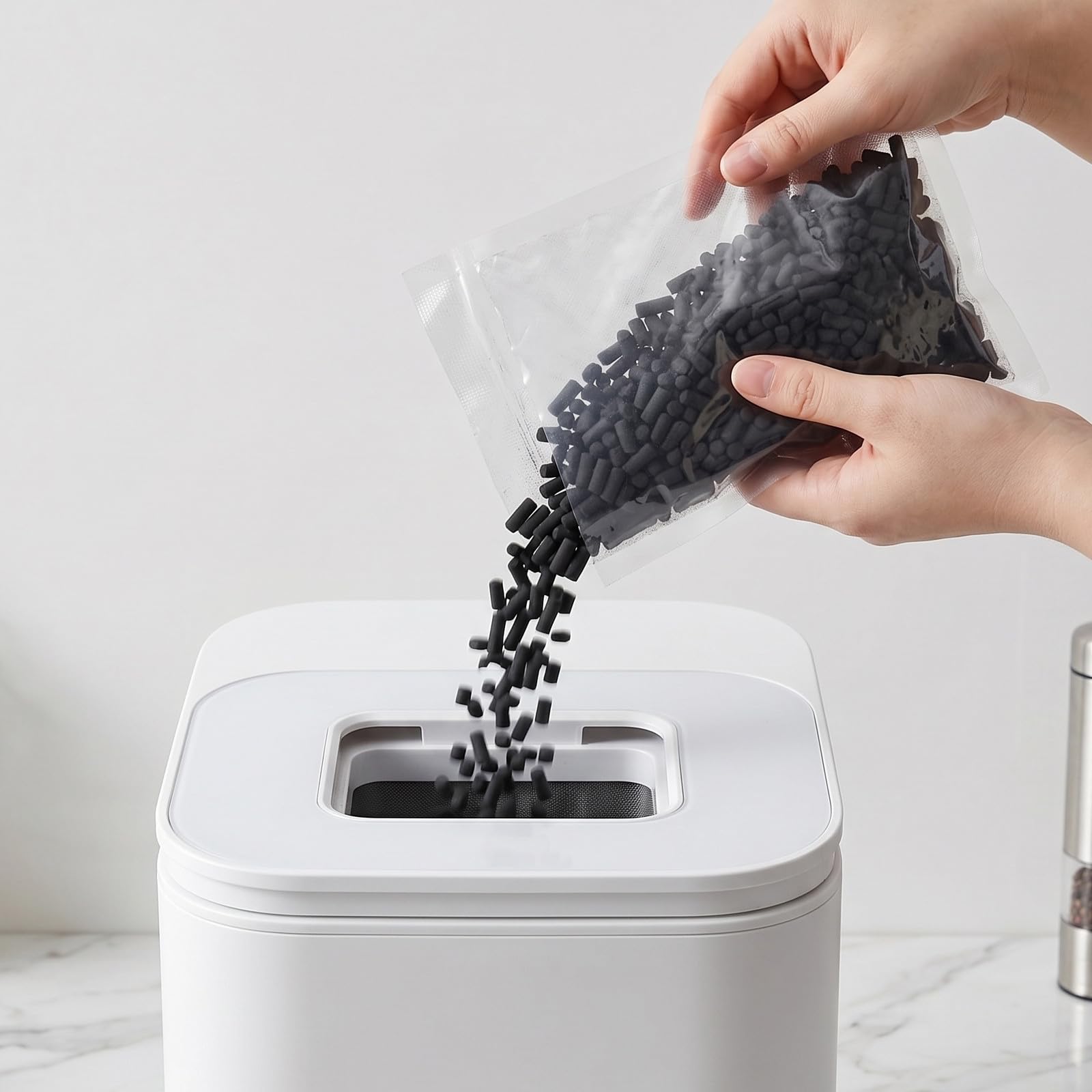 POPETPOP Aktivkohle Ersatzfilter für Küchenkomposter Geruchsabsorbierend Kompatibel mit Küchenwasserkomposter Schwarz für Einsatz in Küche