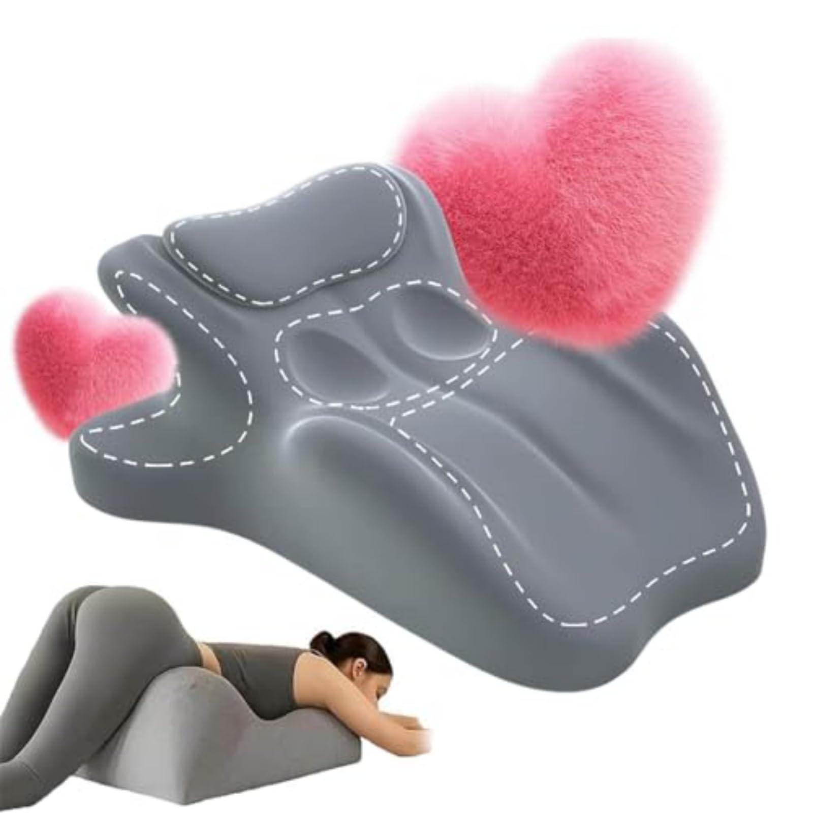Iuscacey Grey Arcova Sweet Spot Pillow - 27° Couples Pillow For Intimacy Support & Back Pain Relief | Memory Foam Wedge Cushion For All Postures | Keep Passion Alive,Gray