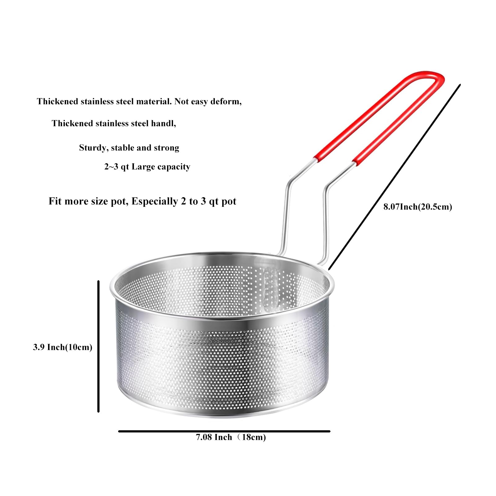 Tenta Kitchen 18/8(304) Stainless Steel Large Fine Mesh Strainer Micro-Perforated Flat Buttom Colander Stainless Steel Punched - Designed for Chef Commercial and Your Home 7.1 Inch/18 cm Diameter