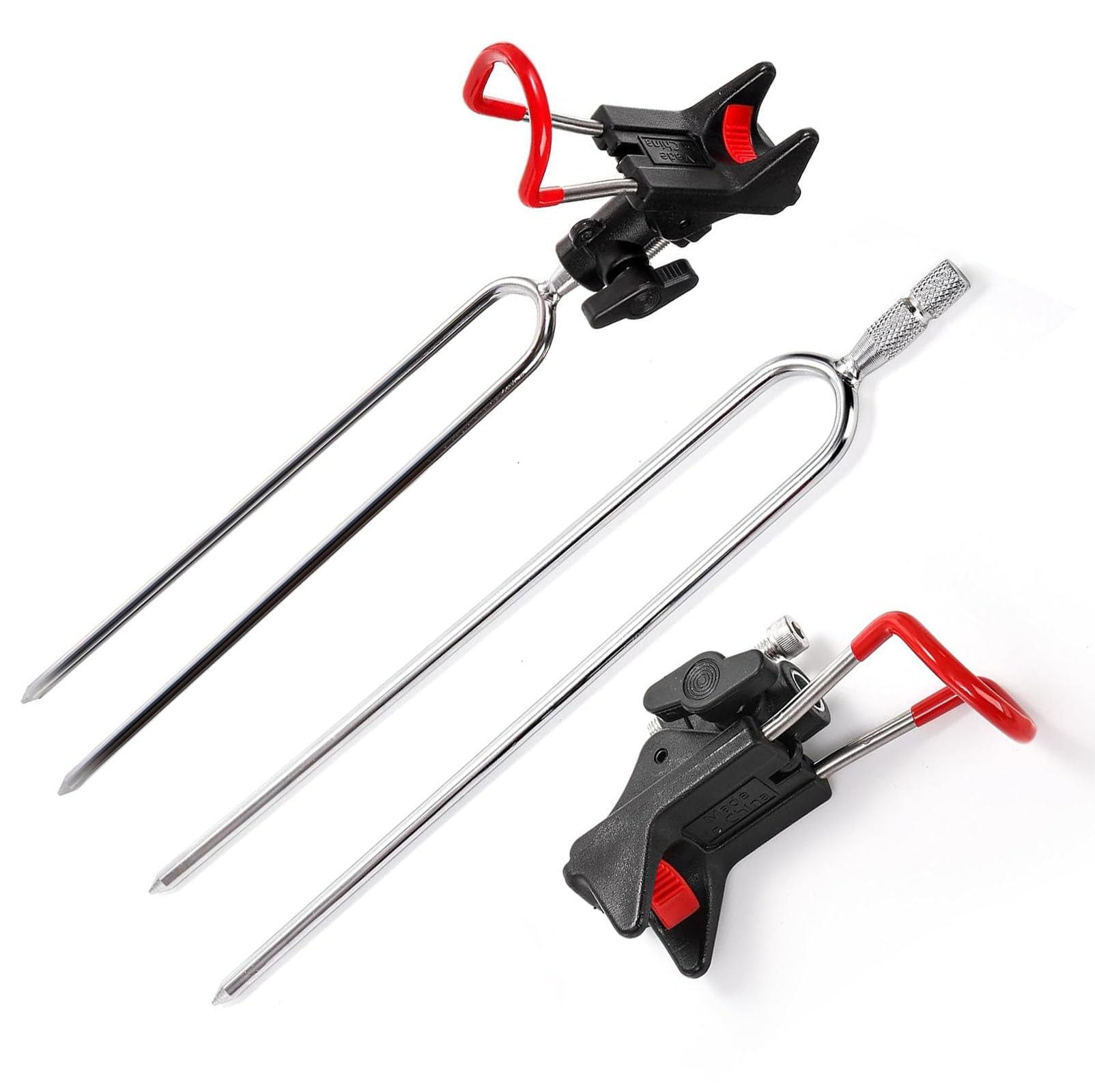 Aurobest 2 Pack Detachable Fishing Rod Holder, Stainless Steel Spinning Rod Support Stand, 360° Adjustable Fishing Pole Rest, Portable Outdoor Fishing Accessories for Beaches, Riverbank, Lakes, Sea