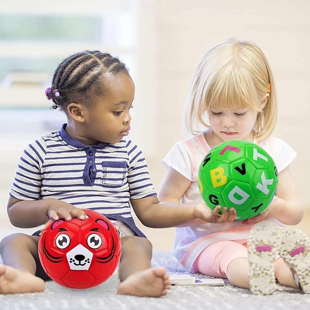beetoy 3 Pcs Size 2 Toddler Soccer Ball, Soccer Balls for Toddlers with Pump, Inflatable Soccer Toys Balls for Toddlers Kids Ball Game, Cute Outdoor Indoor Sport Ball Toy for Children : Everything Else