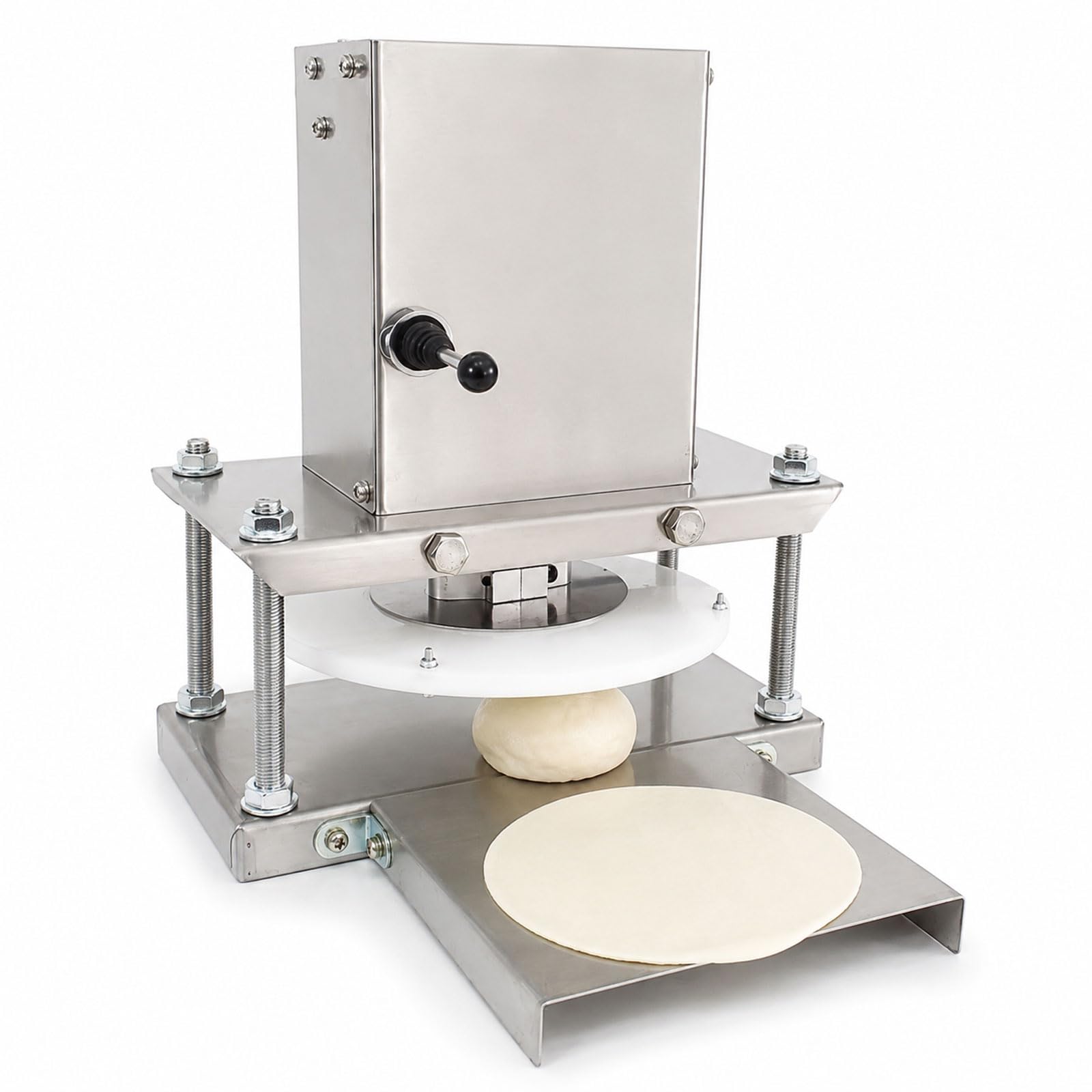 Elektrische Teigpresse, 22 Cm Gewerbliche Teigpressmaschine Mit 2000 N Presskraft, Edelstahl-presse Für Pizza, Tortilla Und Fladenbrot, Ohne Heizfunktion