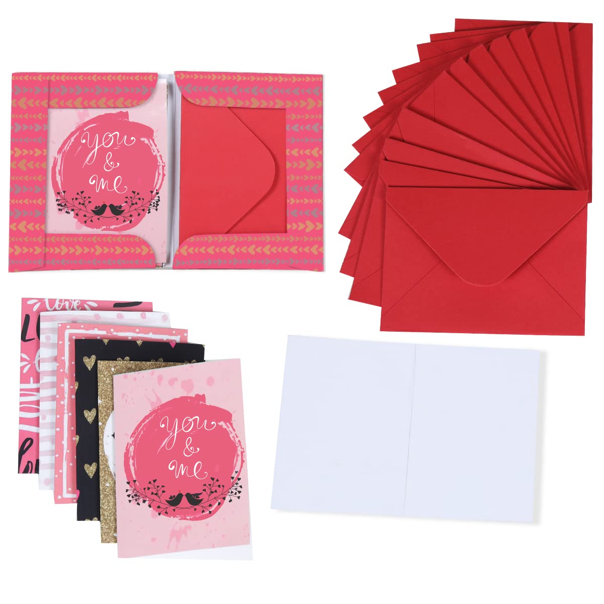 Kaameri Bazaar Greeting Cards Love Thank You Cards Set of 12 Blank Note Cards with Envelopes for him, her, Birthday, Teachers Day, farewell
