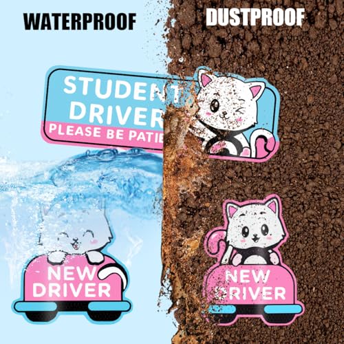 Image of Zpana Reflective New Driver Car Magnet, Cute Funny Cartoon Vehicle Student Safety Sign for Bumper, Reusable Auto Exterior Beginner Sticker Accessories, Universal for SUV Sedan Truck (Cat-B)