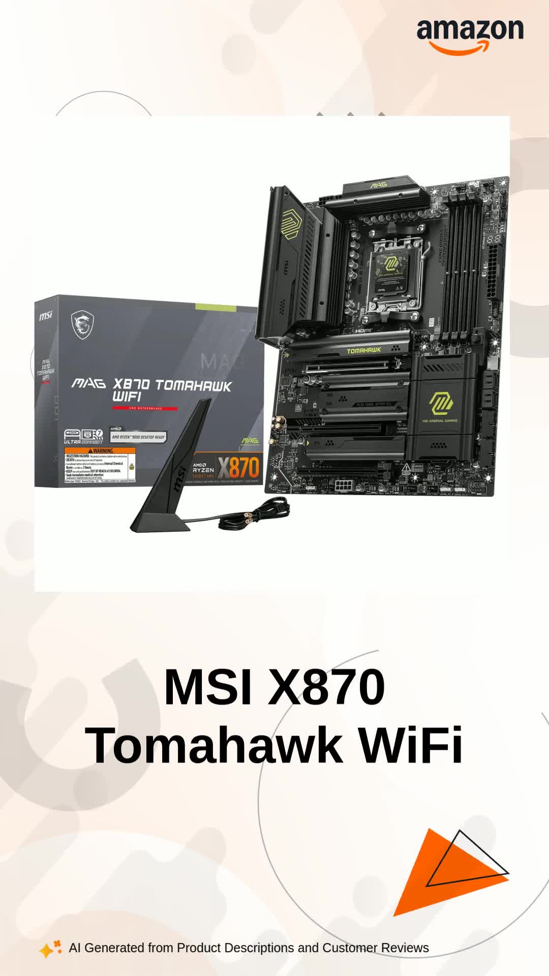マザーボード MSI MAG X870 TOMAHAWK WIFI+Ryzen 7 7700 MSI MAG X870 Tomahawk WiFi Gaming Motherboard