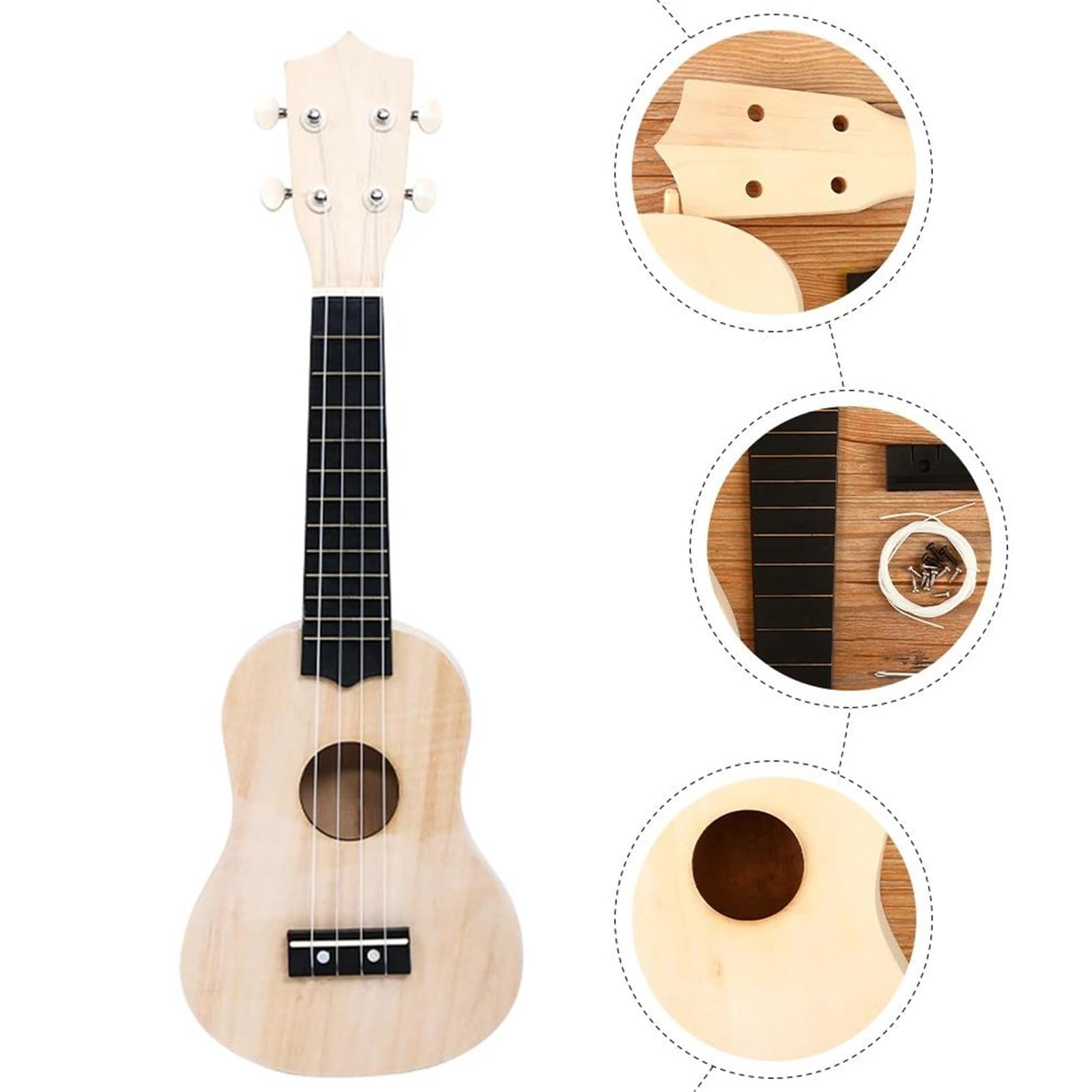 Strumento A Corde Per Ukulele In Legno Per Musicista Principiante 53.00X17.00X4.00cm Kit Per Principianti Ukulele Treble Gig Bag Principianti ukulele