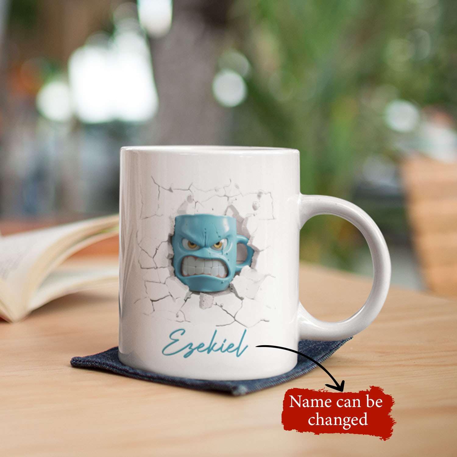 Amazon.com: Funny 3D Face Blue Mug Design Coffee Cup, Customized Name  Expression Themed Coffee Mug 11Oz, Personalized Novelty 3D Mug Hole In Wall  Mug Gift For Him Her, Gift For Coffee Lovers :