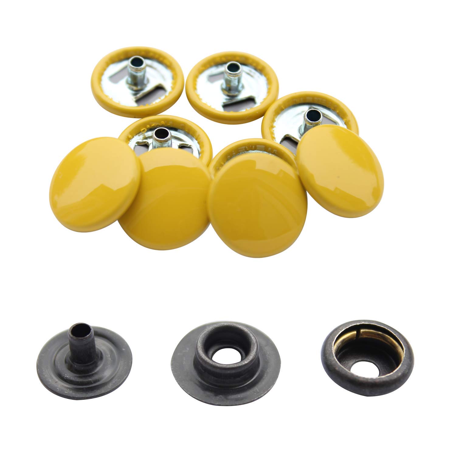 WedDecor Bottoni Automatici A Pressione In Metallo, 15 Mm, 4 Parti, Senza Nichel, Per Pelle, Giacche, Borse, Jeans, Confezione Da 10 - 4