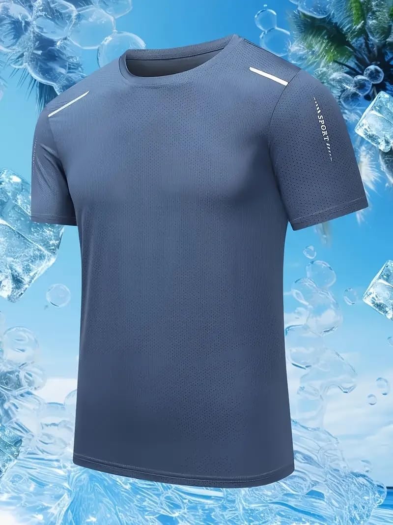 الأصلي - تي شيرت رياضي حرير سريع الجفاف وطارد للرطوبة، تي شيرت... - view 4