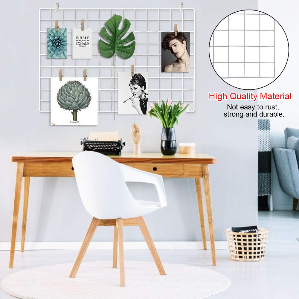 Produktbild von Nbeads Gitterwandhaken-Set – 20 Clips + 24 J-Haken, Weiß, Für Homeoffice & Display