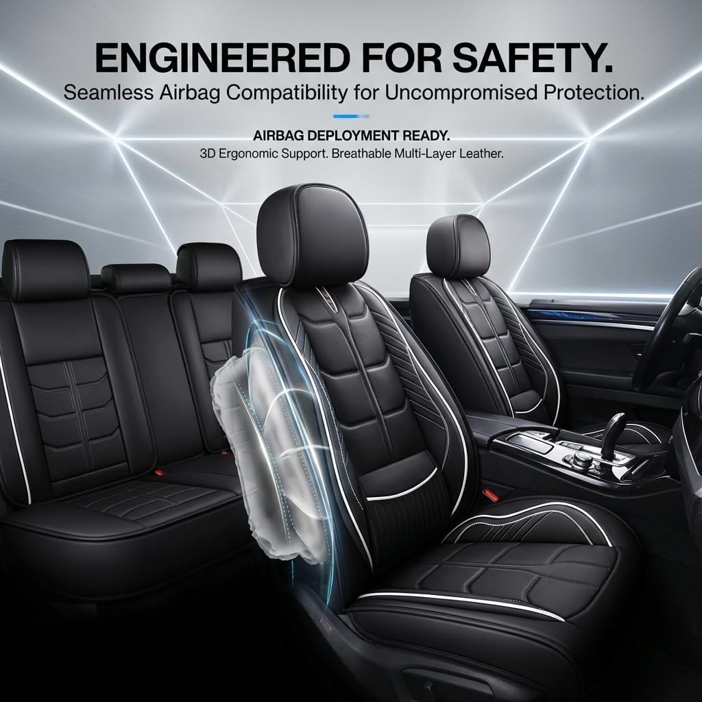 URINOVET for Toyota Sienna 2000-2023 Car Seat Cover, 5-Seater Front Rear Seat Cover, Waterproof and Wear Resistant Leather Seat Covers(Full Set,Coffee)