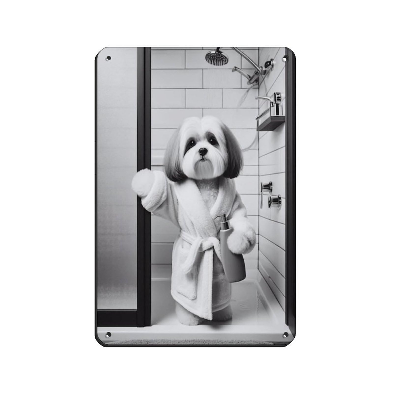 Lxwnze 20L X 30W Cm Tibetan Terrier Bathroom Art Poster Tin Sign Vintage Metal Pub Club Cafe Bar Home Wall Art Decoration Poster Retro 8X12inch(20X30cm)