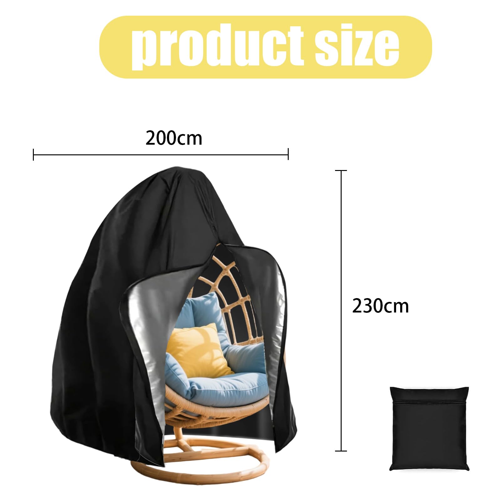 Housse de Chaise Suspendue Imperméable 210D Oxford 230 x 200 cm Protection Extérieur