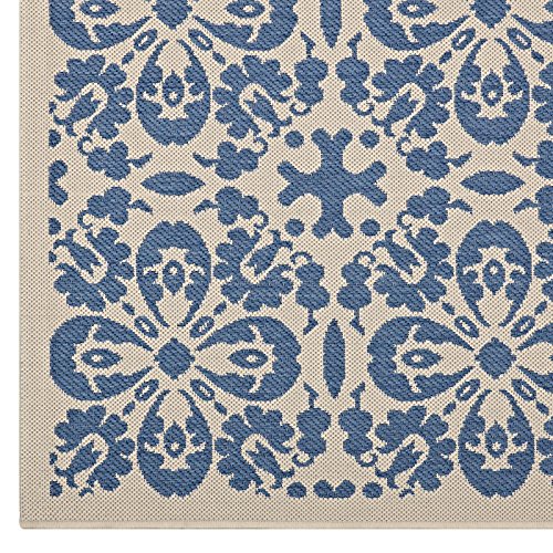 Modway Ariana Vintage Floral Trellis 8X10 Indoor And Outdoor In Blue And Beige #TOP2