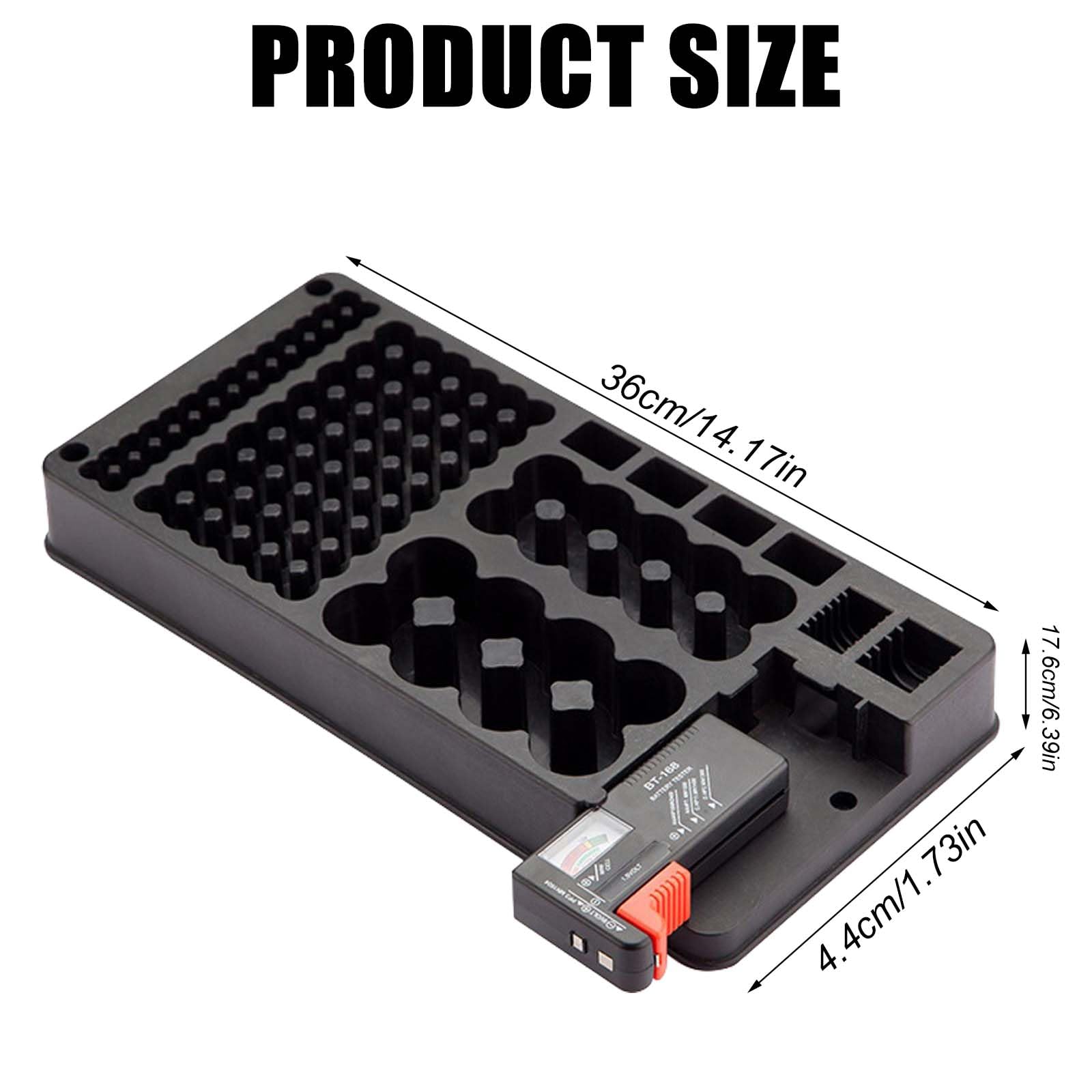 Scatola di immagazzinaggio batteria con tester per 116 batterie AAA AA 9V C D