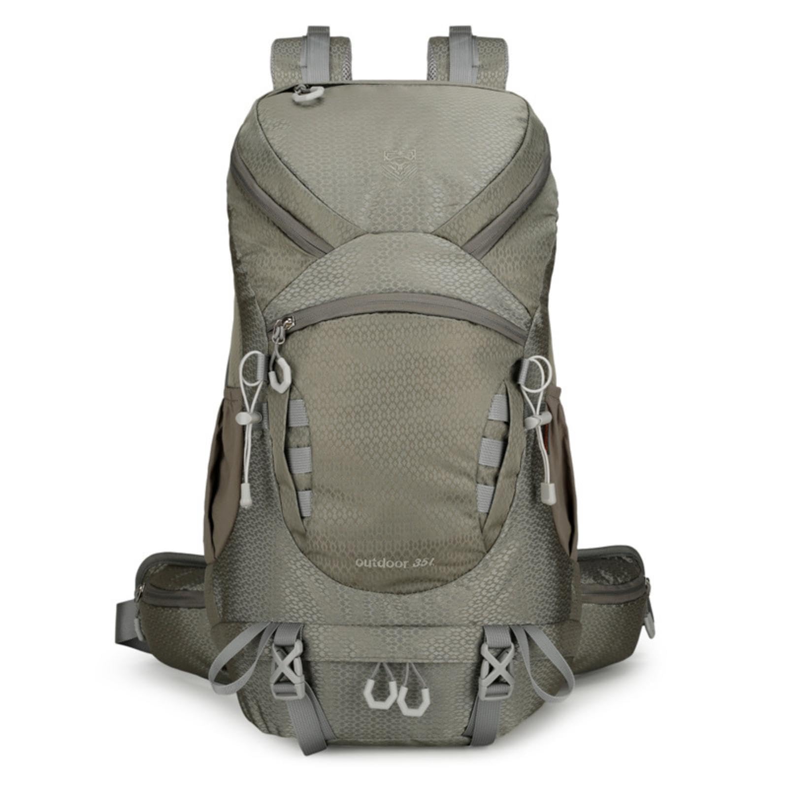 Structured Hiking Backpack Padded Shoulder Straps Water-Repellent Backpack Front Zippered Pocket Outdoor Gear Dark Grey-image-26