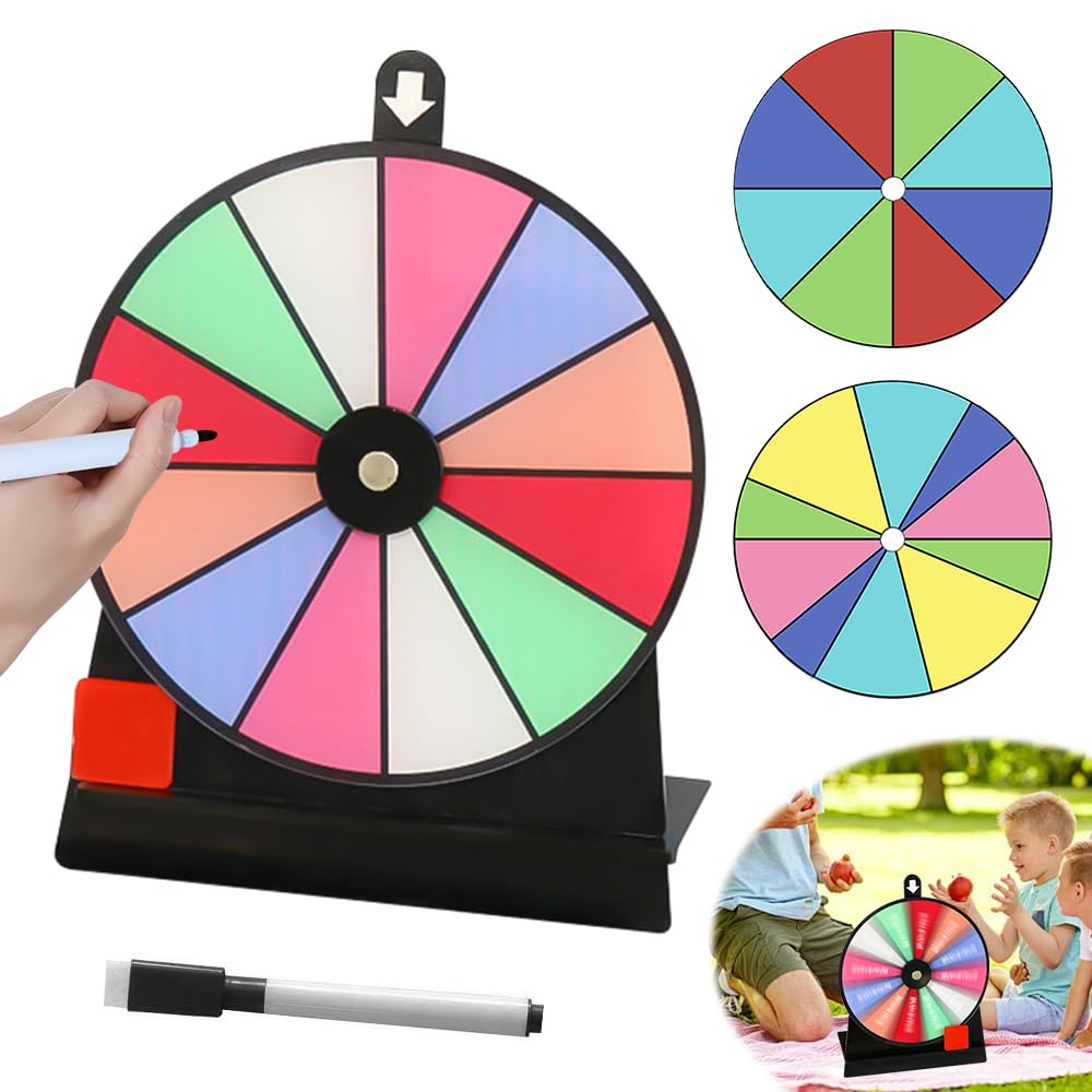 Ruota della fortuna da ruotare, 15 cm, con gomma e pennarello, per giochi della lotteria, per Capodanno, Carnevale