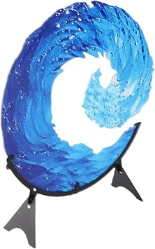 Wave Fused Glass Sculpture Creative Gradient Blue Ornament Ocean Waves Shape Ornaments Art for Desktop Decoration Home Decor