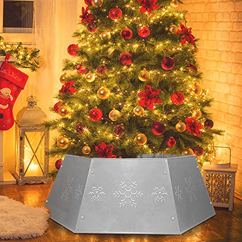 Nungt Metal Christmas Tree Ring, Christmas Tree Skirt Christmas Tree Collar Willow Tree Skirt Christmas Tree Decor With Printed Snowflakes For Holiday Christmas Tree Decor (Silver) #TOP22