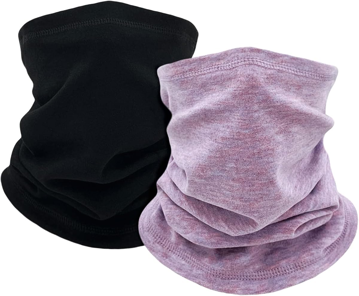 woogwin 2 Pack Winter Neck Gaiter Warmer for Women Men Soft Fleece Neck Warmers Windproof Warm Face Cover Scarf Cold Weather
