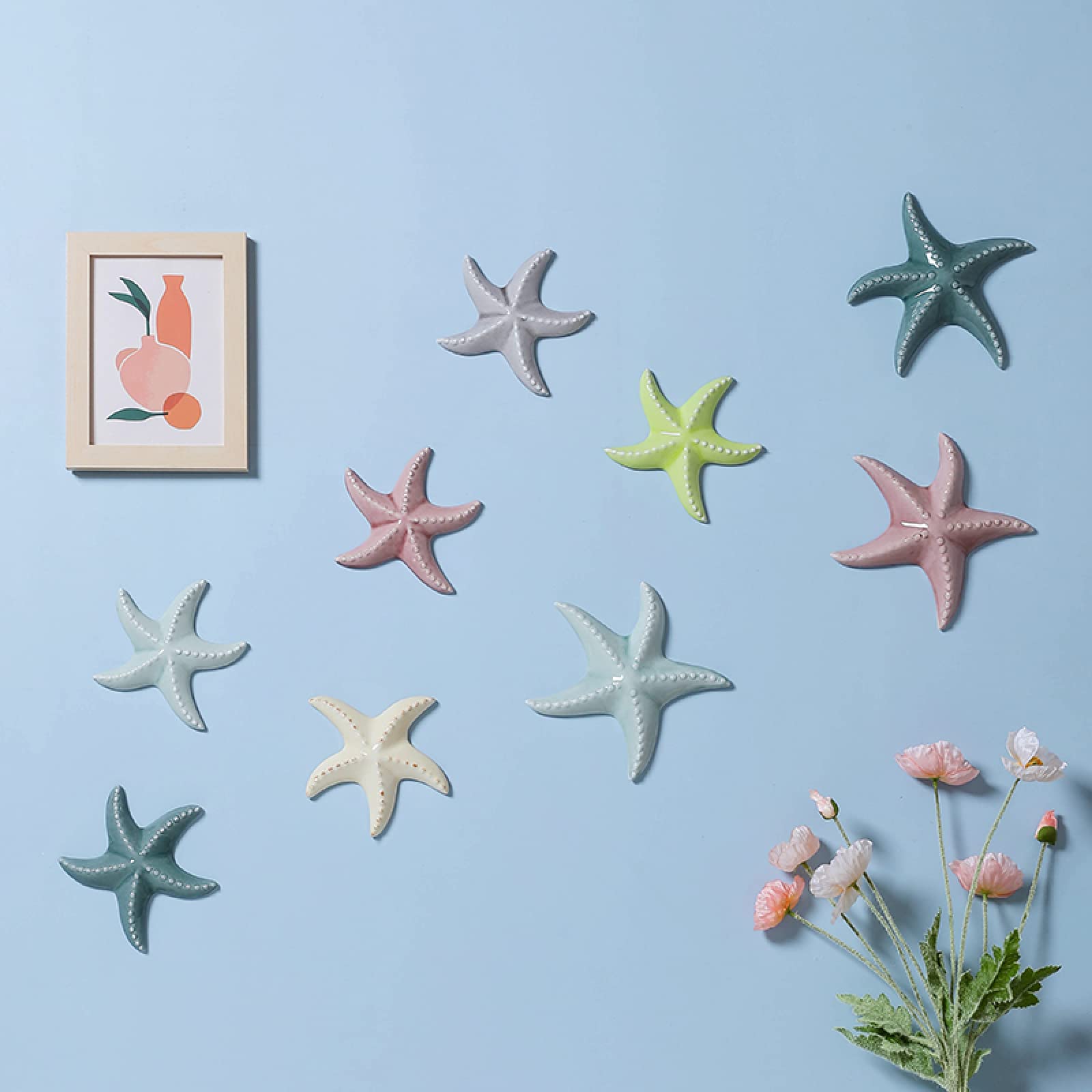 Amazon.com: Ceramic Blue Starfish Handcrafted Sculpture Wall
